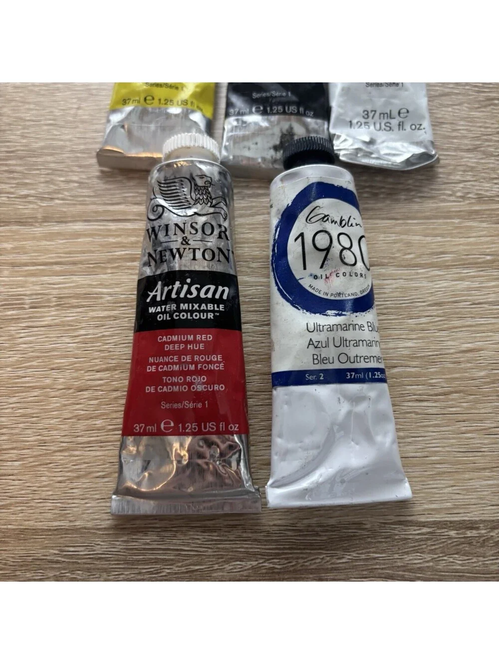Lot of 5 Artist Oil Paint Tubes Winsor Newton Artisan Winton Gamblin 1980 37ml